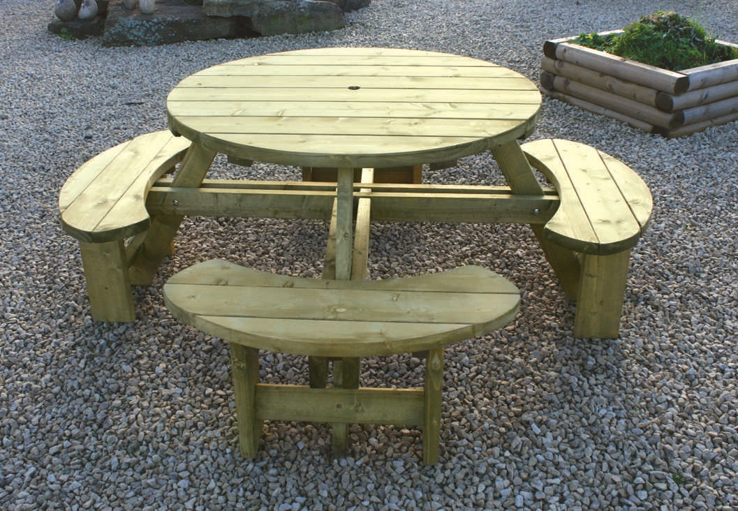 Round Table and Bench Seat 194cm
