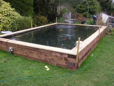 Water pond made from sleepers